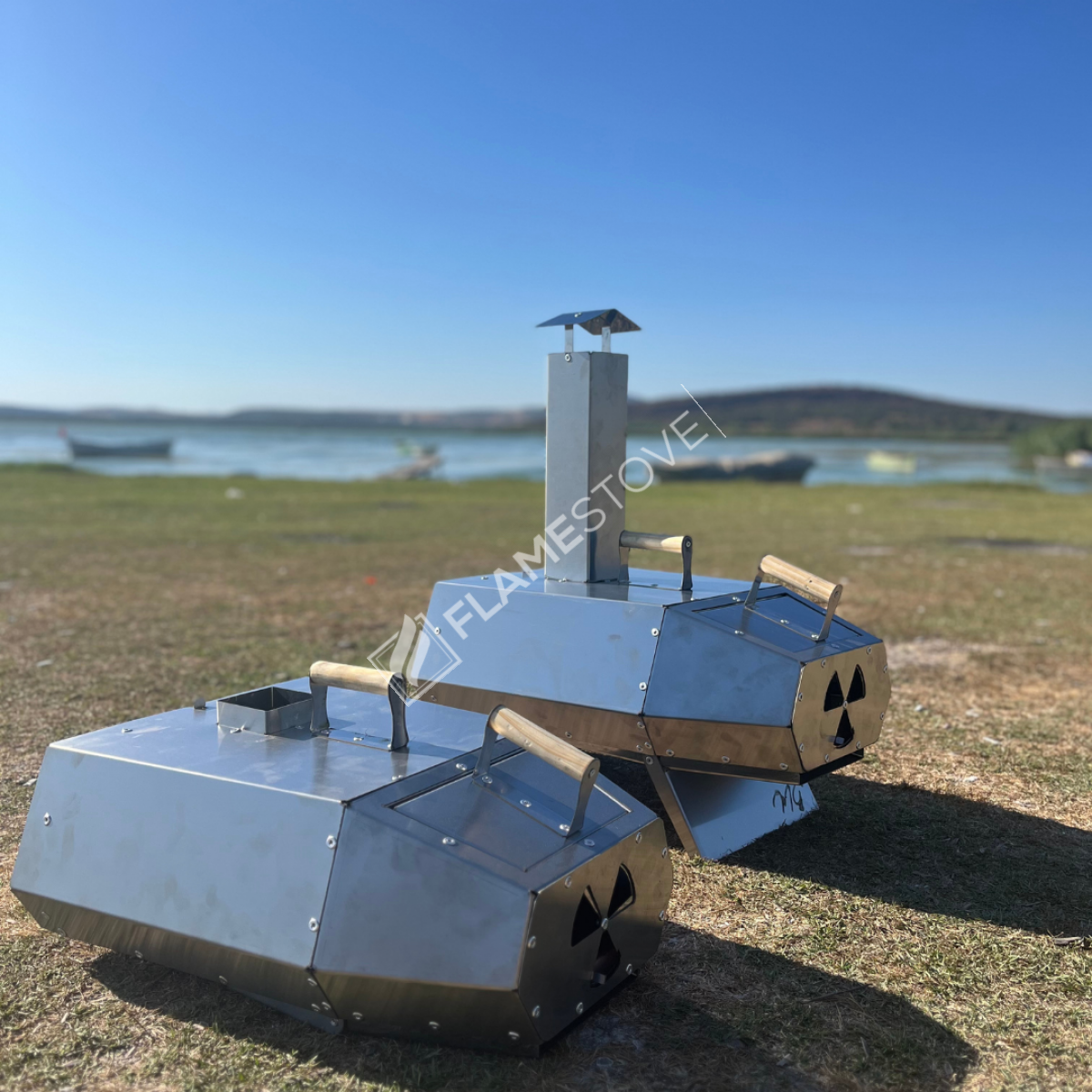 Flame Stove Taşınabilir Odunlu Pizza Fırını, Doğal Taşlı, Hızlı Pişiren, Çok Yönlü