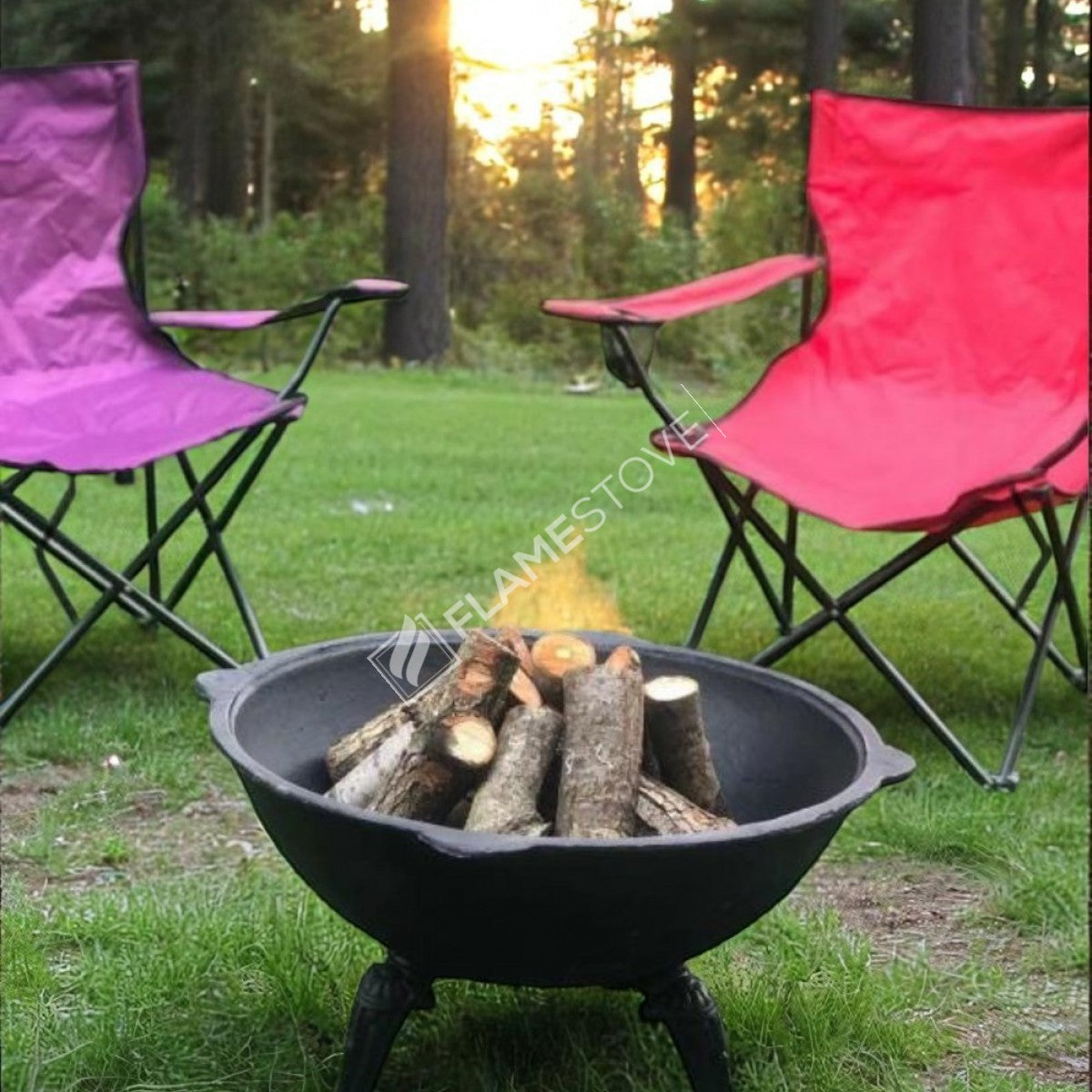 Flame Pit Döküm Ateş Çukuru: 65cm Çap, 10mm Kalın, Yüksek Isı Dayanımı