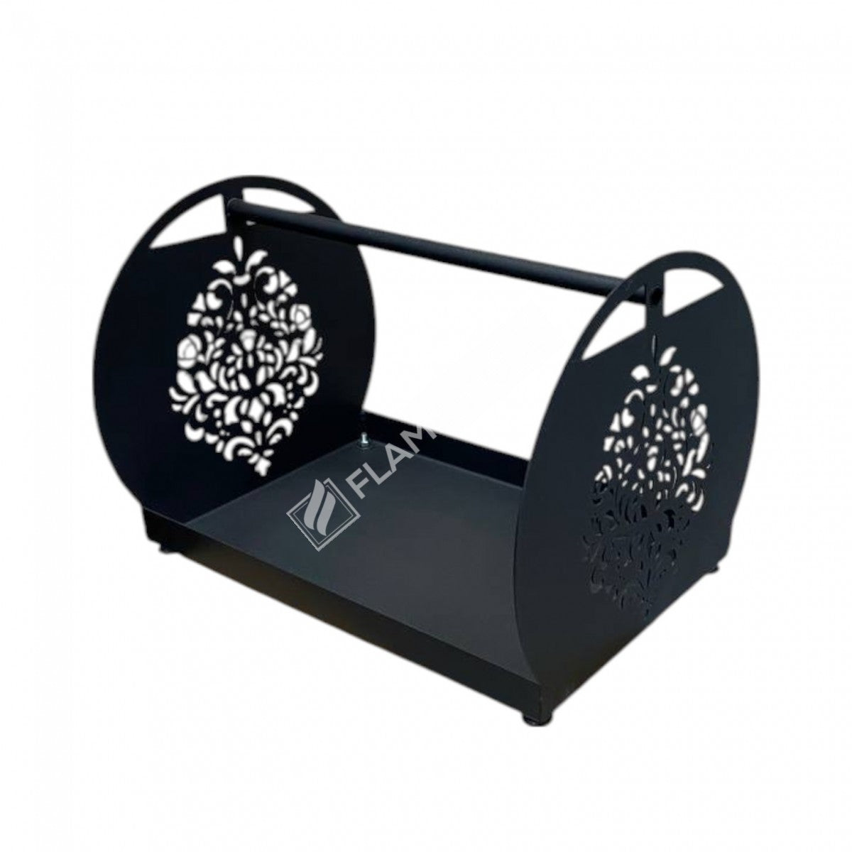 Şık Beşik Tasarım Metal Odunluk FS-101B - Siyah Mat Şömine Odun Taşıyıcı