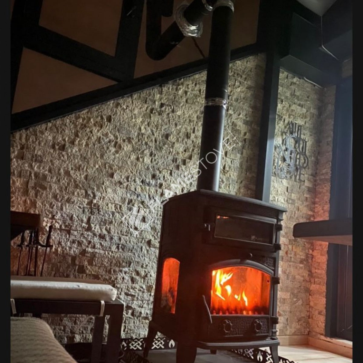 Yan Kapaklı Fırınlı Camlı Döküm Soba Yüksek Verimli Odun Kömür sobası