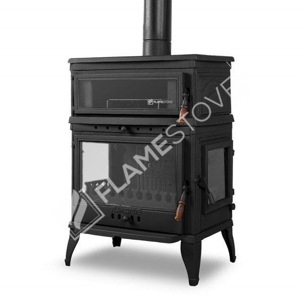 Retro Lux Emaye Fırınlı Döküm Odun Kömür Sobası Yan Kapaklı Yüksek Verimli