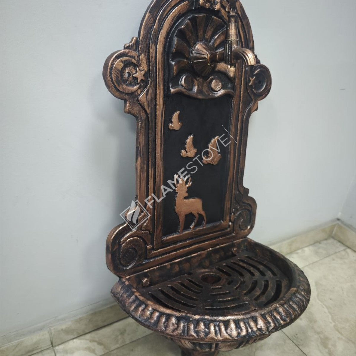 Flame Stove FS-902 Bakır Desenli Alüminyum Bahçe Çeşmesi Dış Mekan Su Kaynağı