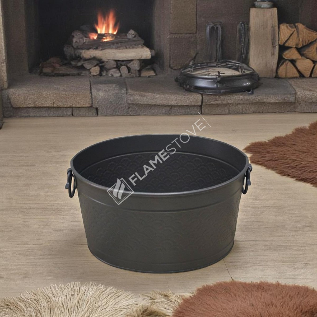 Flame Stove FS-1353 Mat Siyah Metal Odun Kovası Şömine Aksesuarı