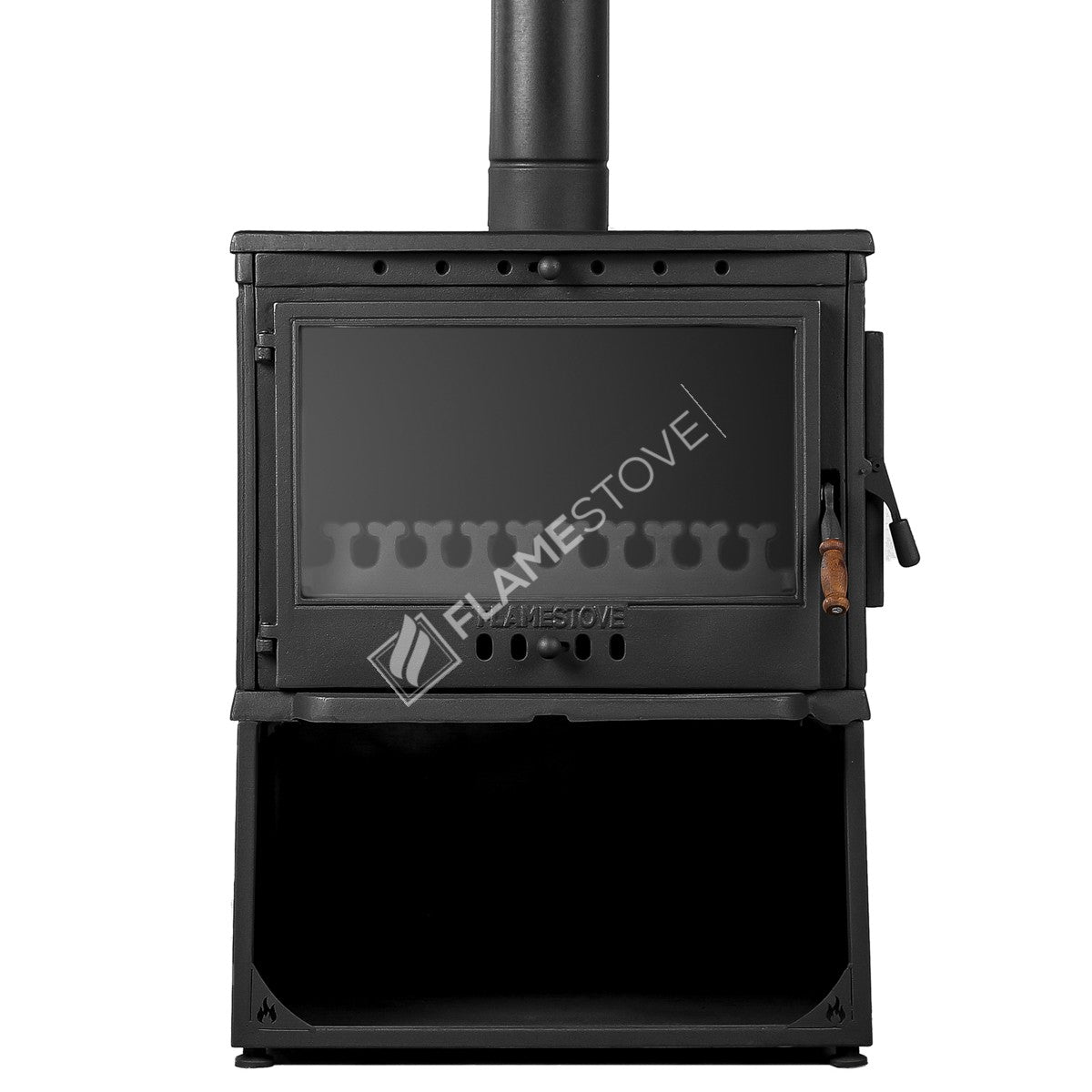 Retro Lux YK Stil Döküm Soba, Yan Kapaklı, Odunluklu, 3 Camlı, 10 kW