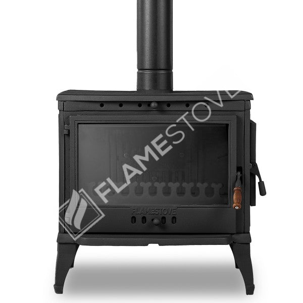 Retro Lux Yan Kapaklı 3 Camlı Döküm Soba, Yüksek Verimli Odun Kömür Sobası