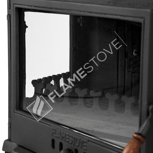 Retro Lux Yan Kapaklı 3 Camlı Döküm Soba, Yüksek Verimli Odun Kömür Sobası