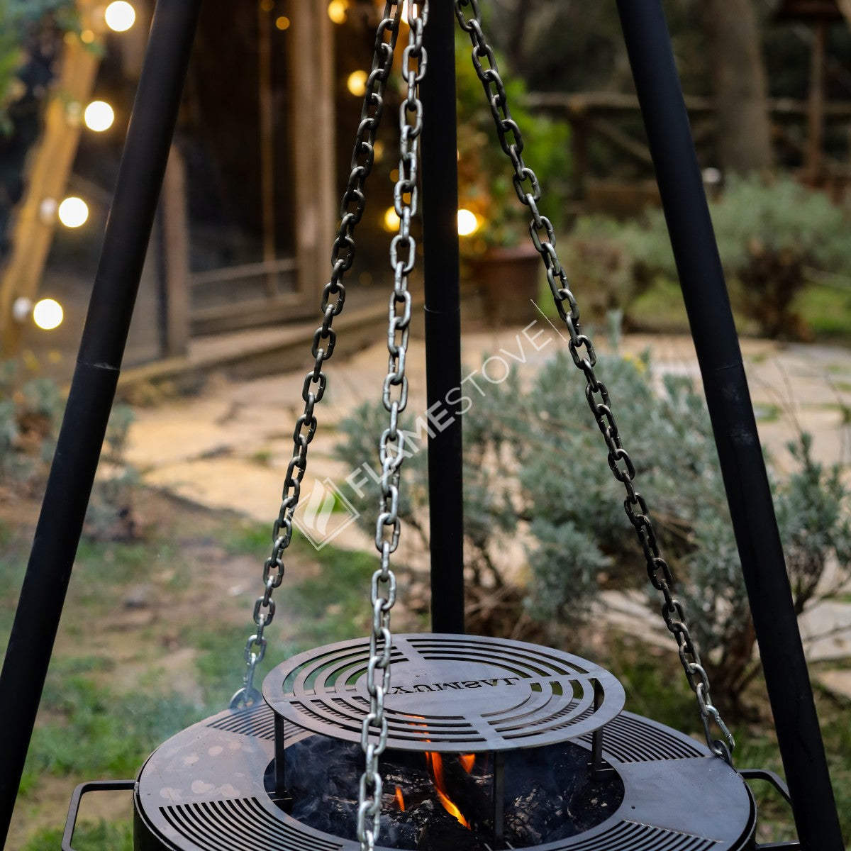 Flame Night Portatif Bahçe Ateş Çukuru, 190 cm Yüksek, Dayanıklı Sac Mangal