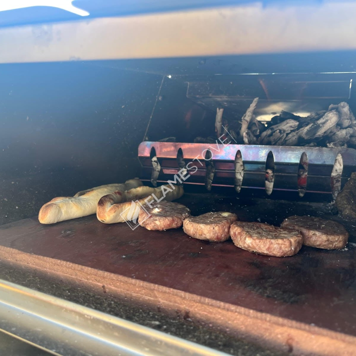 Flame Stove Taşınabilir Odunlu Pizza Fırını, Doğal Taşlı, Hızlı Pişiren, Çok Yönlü