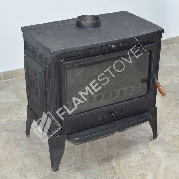 Retro Klasik Döküm Soba, Yüksek Verimli Odun Kömür Sobası, Schott Robax Camlı, 10 kW