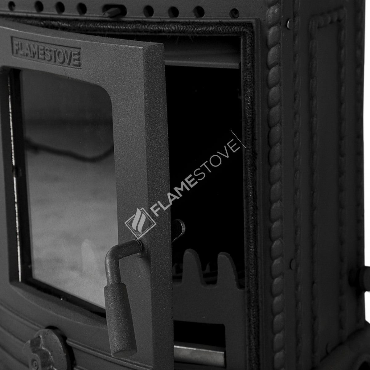 Minör Yüksek Verimli Pik Döküm Soba, Schott Robax Camlı, 50 m² Isıtma