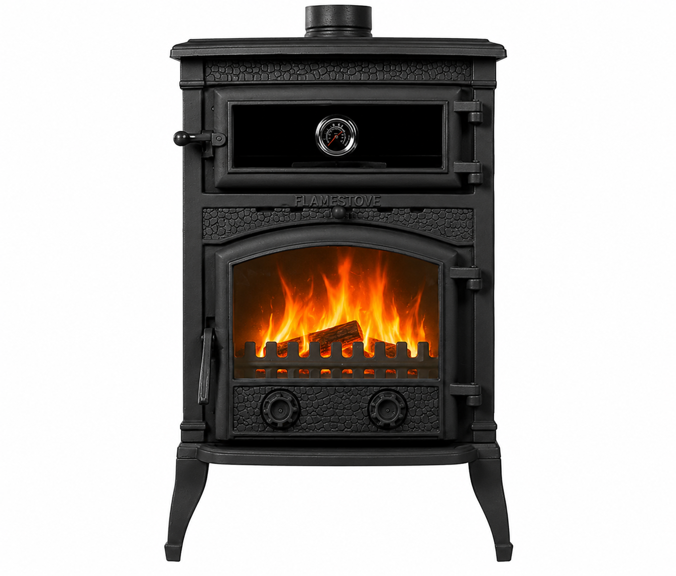 Sirius Maxi Fırınlı 3 Camlı Döküm Soba Odun Kömür Sobası – FLAME STOVE