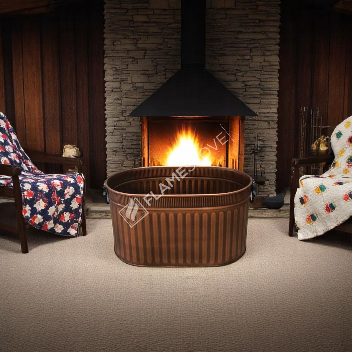 Dayanıklı Bakır Sallanır Kulplu Odun Kovası: Şık ve Fonksiyonel Şömine Kovası