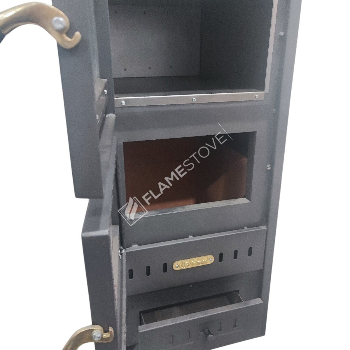 Flame Stove S3 Çelik Fırınlı Soba: Ateş Tuğlalı, Maşa, Odunluk Seti