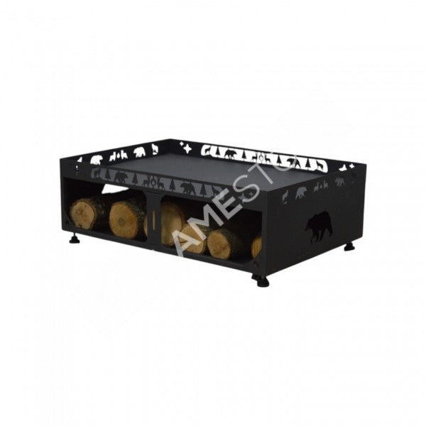 Dayanıklı Orman Desenli Çelik Odunluk Soba Altlığı Altara Retro Uyumlu 60x90cm