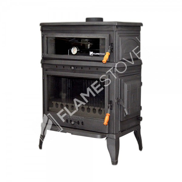 Retro Fırınlı Döküm Soba, Yüksek Verimli Odun Kömür Sobası, Termostatlı, 13 kW