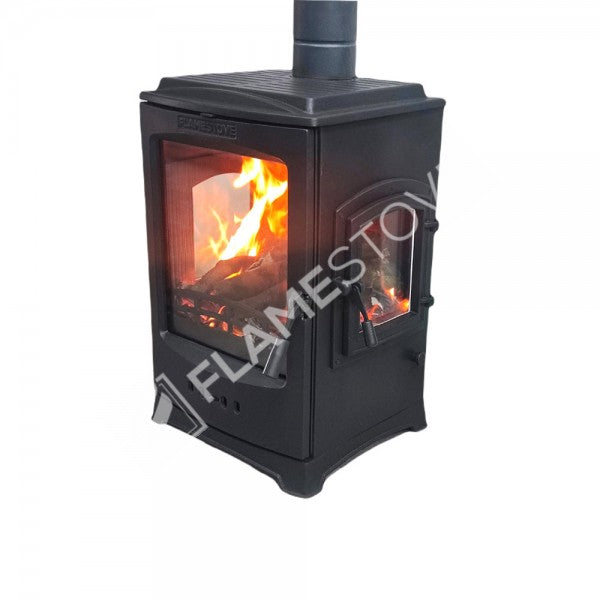 Flame Stove Lodi Üç Camlı Yan Yüklemeli Şömine Soba, Yüksek Verimli Odun/Kömür Sobası