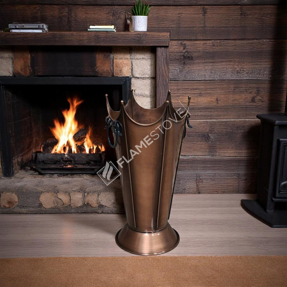 Paslanmaz Bakır Odunluk, Şık ve Dayanıklı Şömine Odun Kovası, İç/Dış Mekan