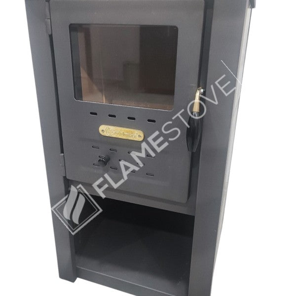 Flame Stove S2 Çelik Soba: Ateş Tuğlalı, Odunluklu, Yüksek Verimli, Robax Camlı