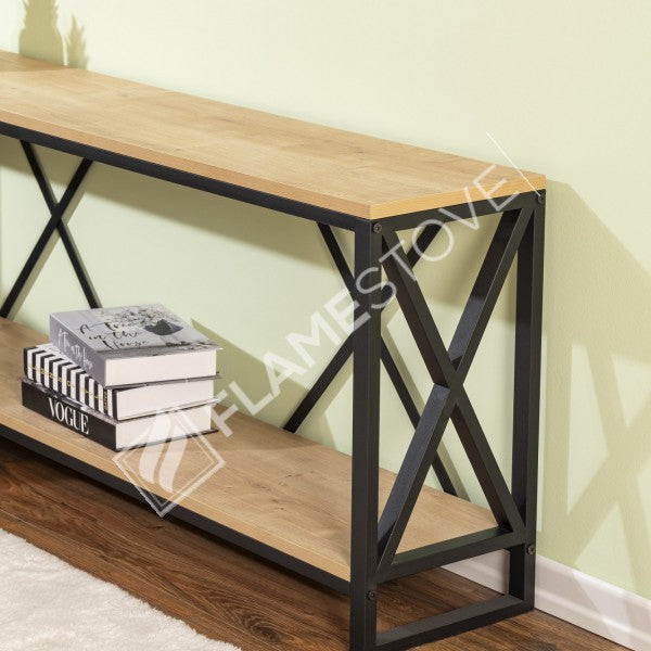 Çok Amaçlı Modern Tasarım Ceviz Barok Rengi Metal İskeletli Konsol TV Ünitesi