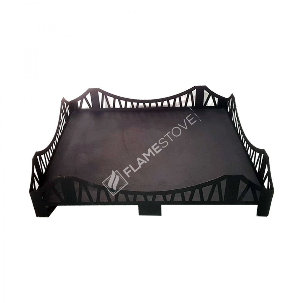 Flame Stove 60x60cm Köprü Desenli Lazer Kesim Çelik Soba Yer Koruyucu Altlık