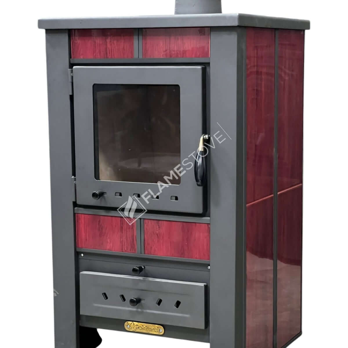 Yüksek Verimli Çelik Dış Yüzey Ateş Tuğlalı Soba, Alüminyum Maşa Takımı Odunluk Seti