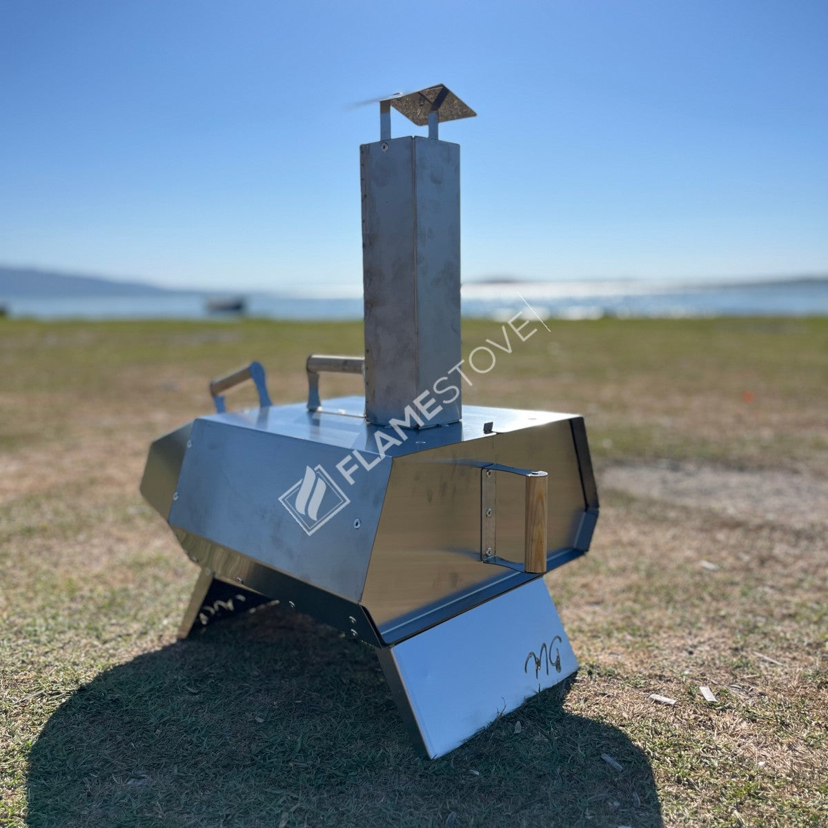 Flame Stove Taşınabilir Odunlu Pizza Fırını, Doğal Taşlı, Hızlı Pişiren, Çok Yönlü