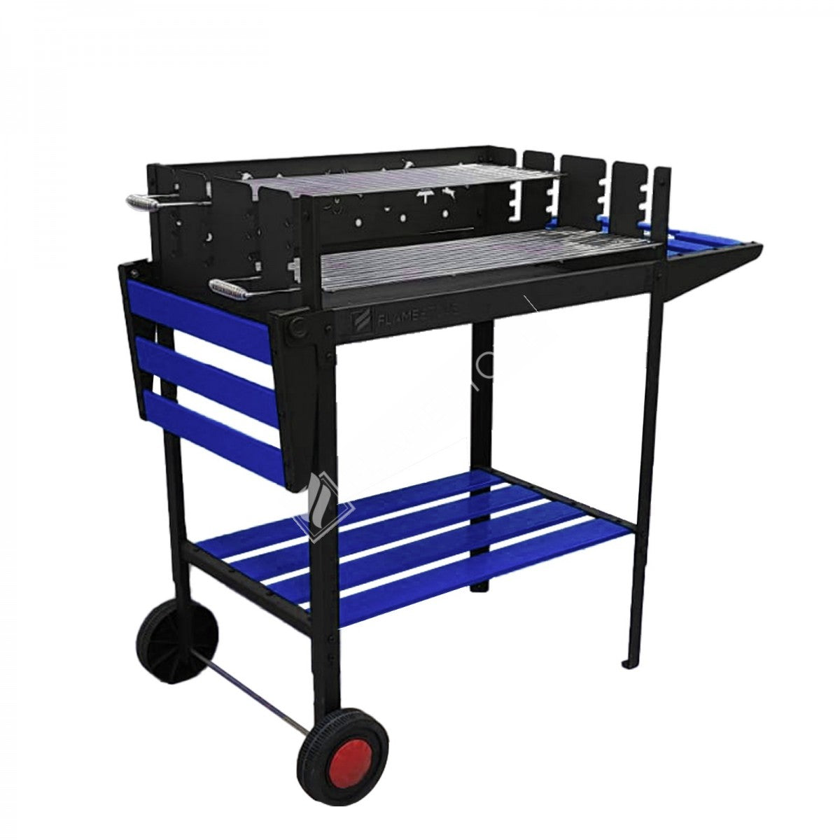 Lüks Tekerlekli Emaye Kaplı Bahçe Mangalı - Mavi Taşınabilir Barbekü FS-504M