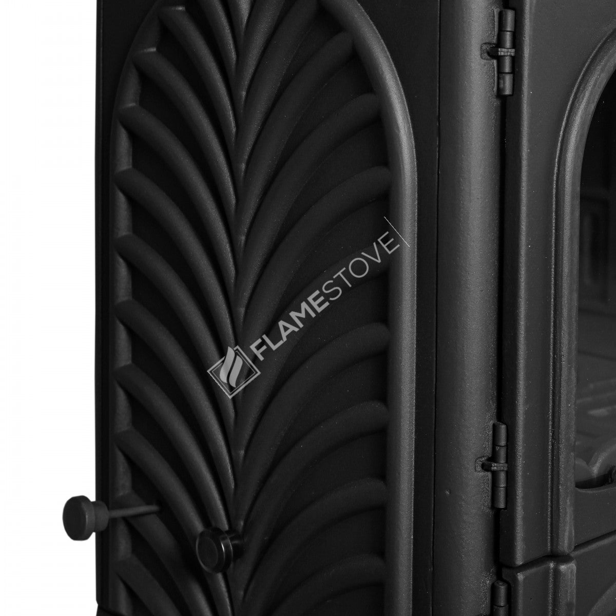 Palmiye Yatay 3 Katlı Döküm Kuzineli Soba: Yüksek Verimli, Çift Yanmalı, Schott Robax Camlı