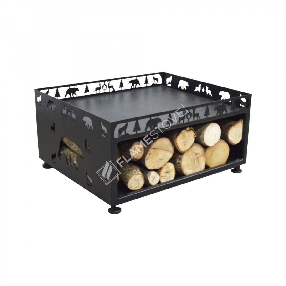 Orman Desenli Odun Hazneli Soba Altlığı 50x60cm - Modena Minör Uyumlu