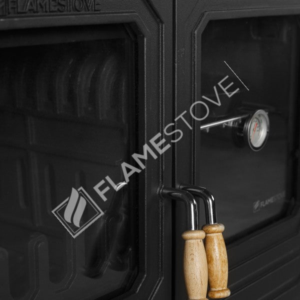 Troy Yatay Kuzineli Çift Fırınlı Döküm Soba | Yüksek Verimli Odun Kömür Sobası