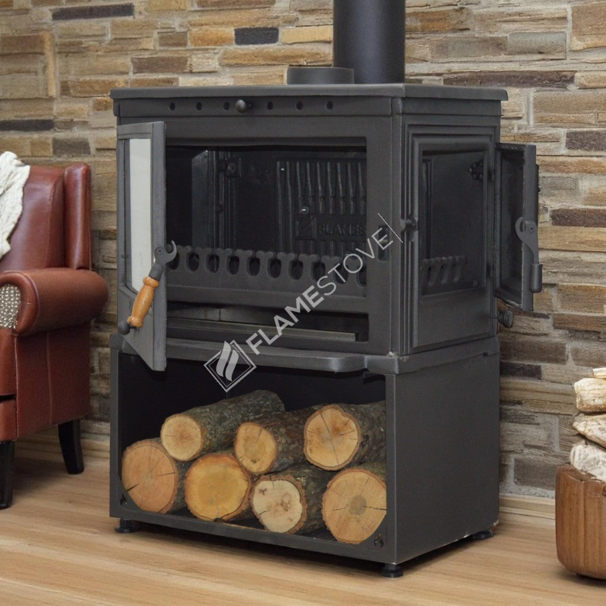 Flame Stove Retro YK FS-041YKST 10kW Yüksek Verimli Döküm Soba