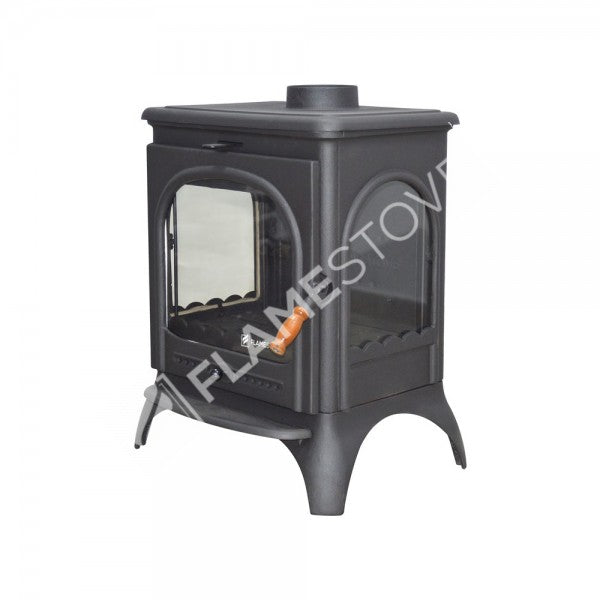 Modena Lux 3 Camlı Döküm Soba: Yüksek Verimli, Kül Boşaltmalı, 8 kW