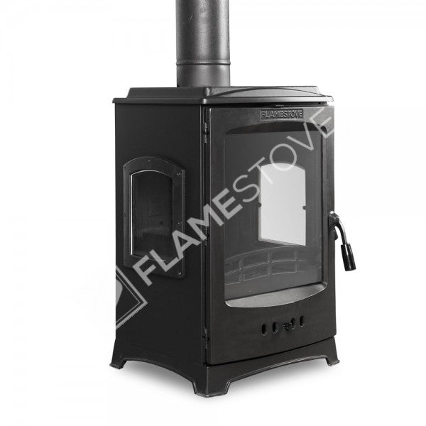 Flame Stove Lodi Üç Camlı Yan Yüklemeli Şömine Soba, Yüksek Verimli Odun/Kömür Sobası