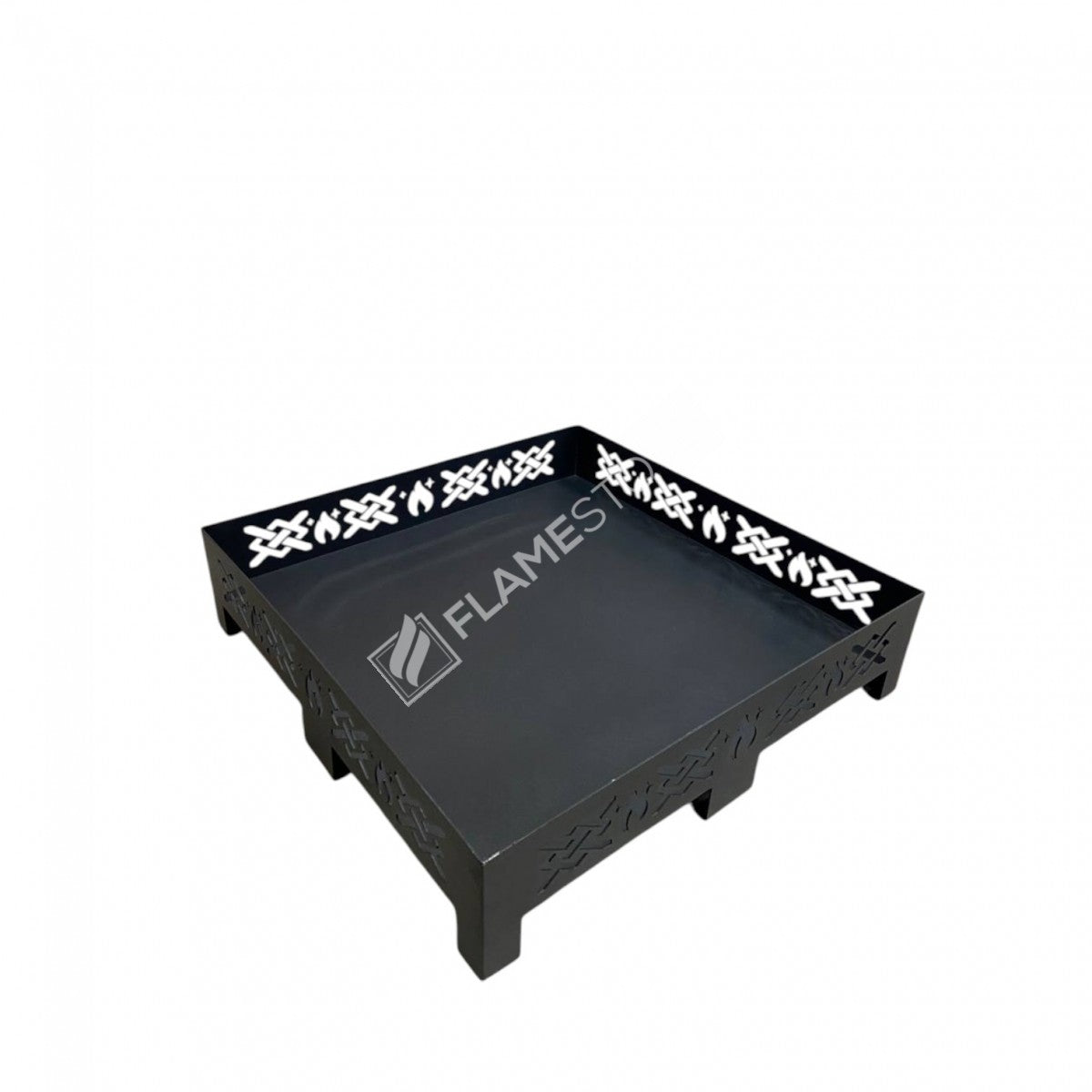 Lazer Kesim Çapraz Desenli 50x50 cm Çelik Soba Altlığı - Zemin Koruyucu, Estetik Destek