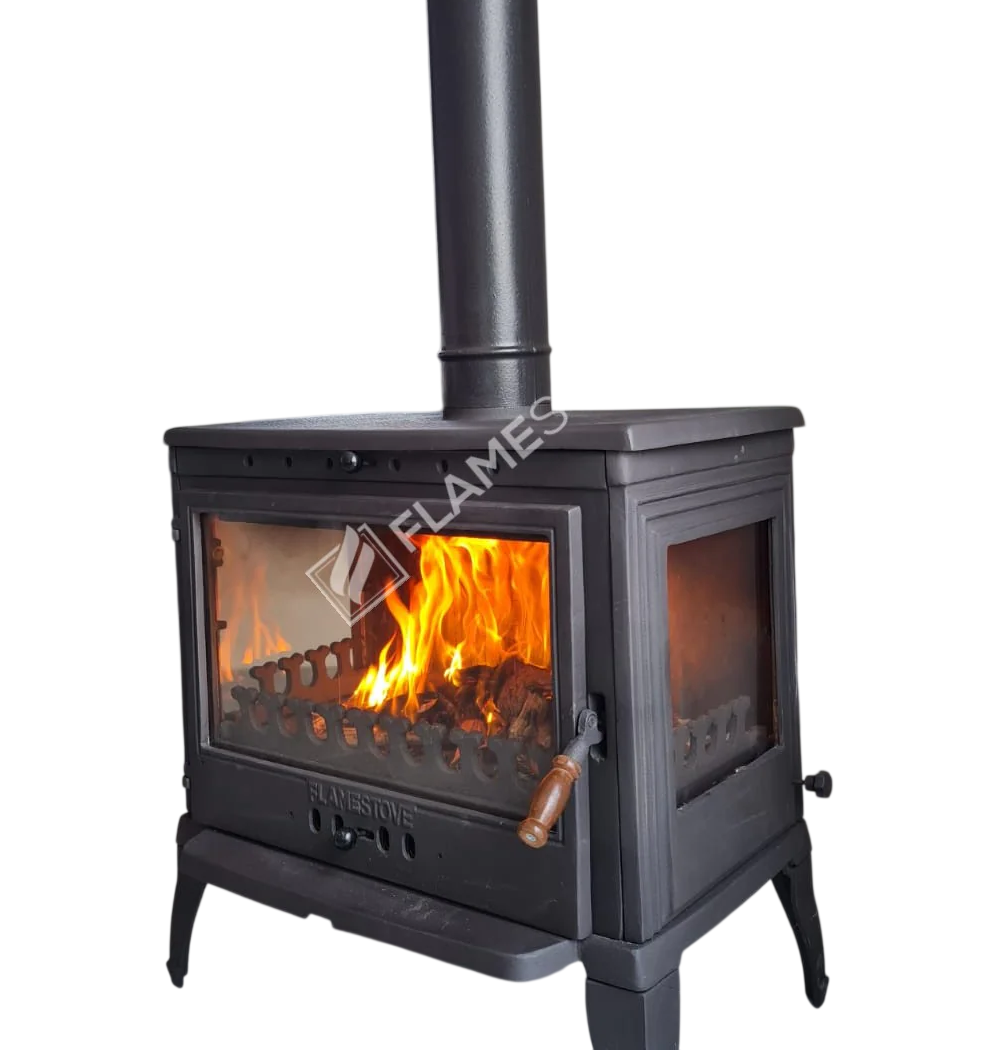 FS-042 Flame Stove Retro Lux Yüksek Verimli Döküm Odun Kömür Sobası Çift Yanmalı