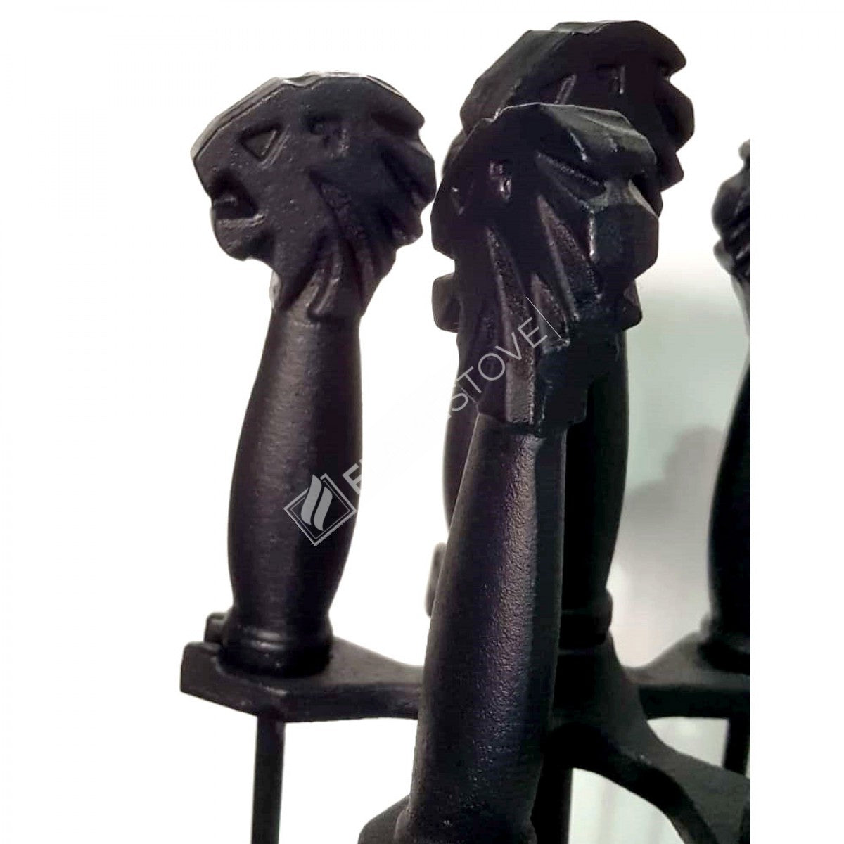 Flame Stove Aslan Başlı Pik Döküm 4'lü Şömine Soba Maşa Takımı Seti