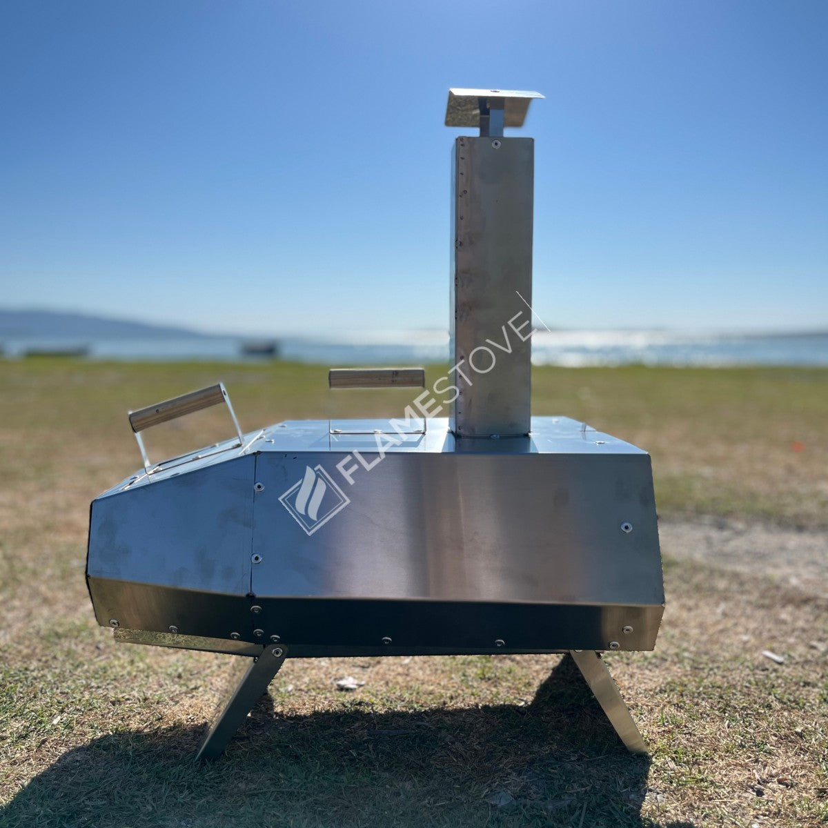 Flame Stove Taşınabilir Odunlu Pizza Fırını, Doğal Taşlı, Hızlı Pişiren, Çok Yönlü