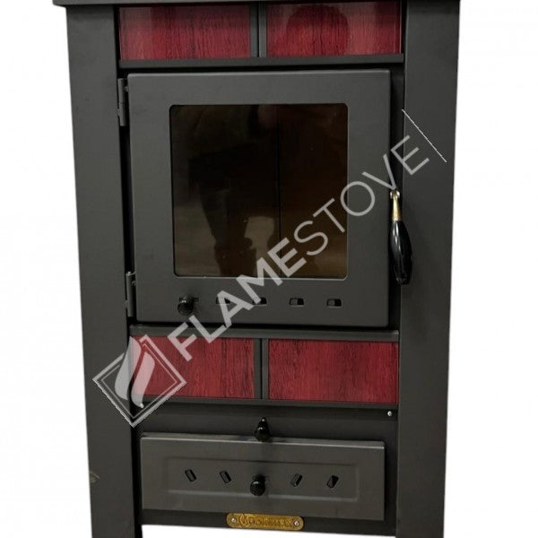 Flame Stove Çelik Yüksek Verimli Katı Yakıt Sobası, Ateş Tuğlalı, Schott Robax Camlı