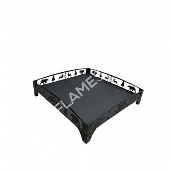 Lazer Kesim Orman Desenli 50x50 cm Çelik Soba Altlığı, Dayanıklı Zemin Koruyucu