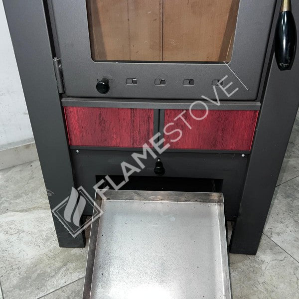 Flame Stove Çelik Yüksek Verimli Katı Yakıt Sobası, Ateş Tuğlalı, Schott Robax Camlı