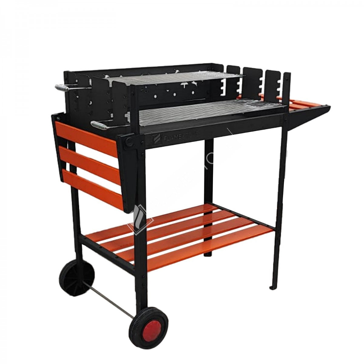 Flame Stove Lüks Tekerlekli Emaye Kaplı Turuncu Barbekü Mangal Taşınabilir