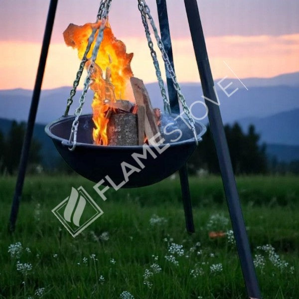 Flame Ambient Sfero Döküm Ateş Çukuru: 10mm Kalınlık, 65cm Çap, 190cm Yükseklik