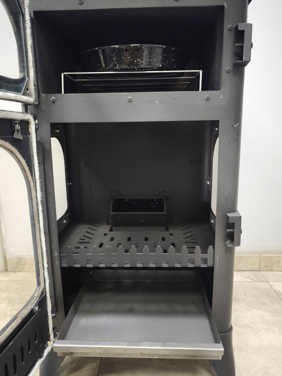 FS-224 Flame Stove Pelletmix Lüks Gurme: Çok Yakıtlı 3 Camlı Kuzineli Soba