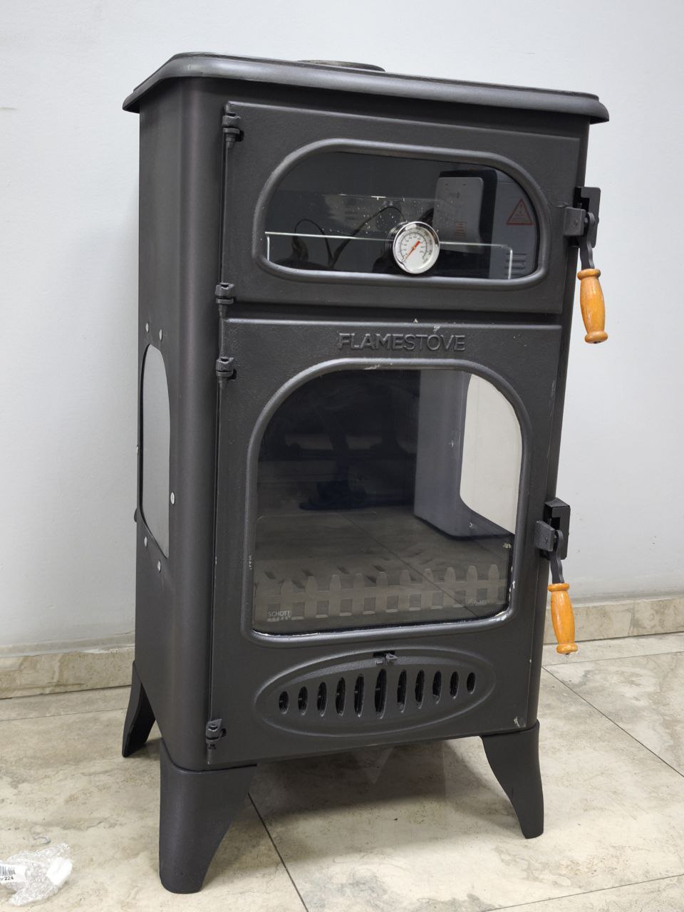 Flame Stove FS-224 Pelletmix Lüks Gurme: Çok Yakıtlı 3 Camlı Kuzineli Soba FS-224