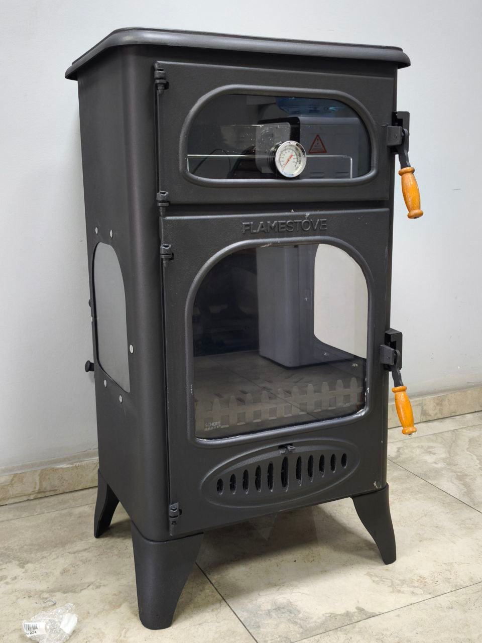Flame Stove FS-224 Pelletmix Lüks Gurme: Çok Yakıtlı 3 Camlı Kuzineli Soba FS-224