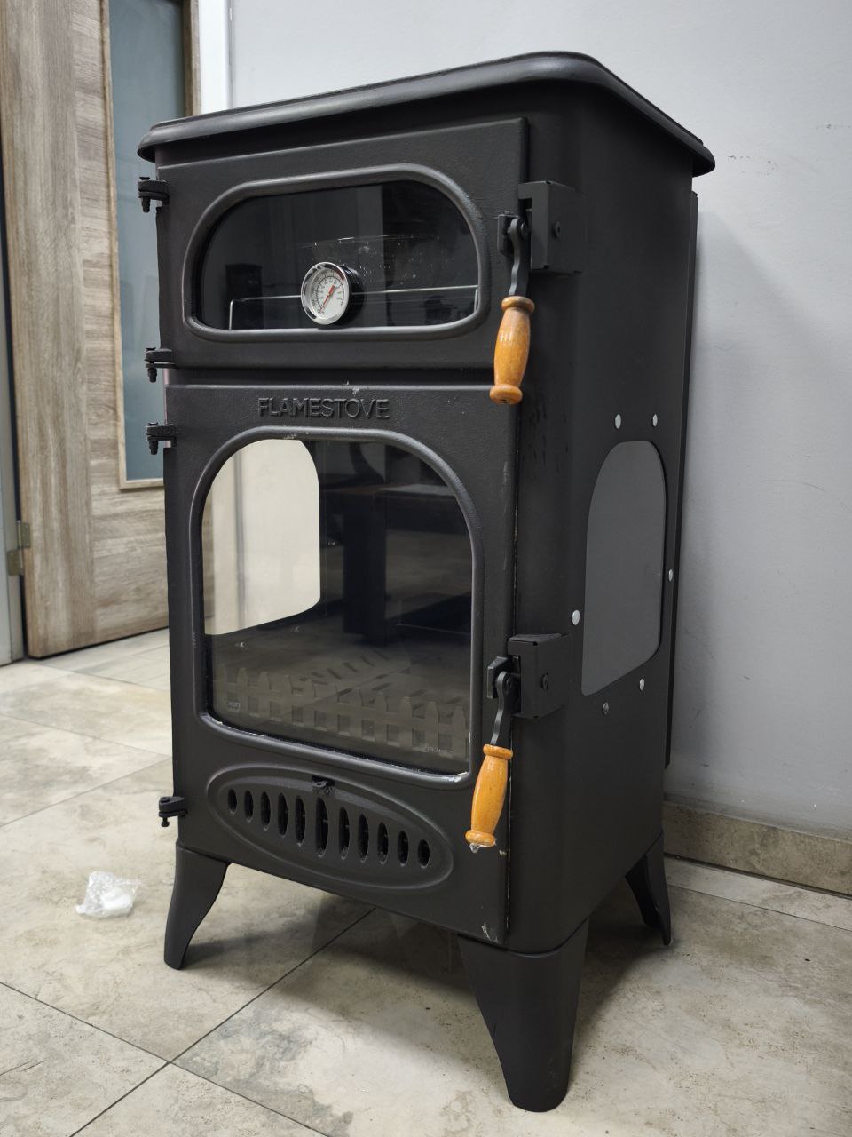 FS-224 Flame Stove Pelletmix Lüks Gurme: Çok Yakıtlı 3 Camlı Kuzineli Soba