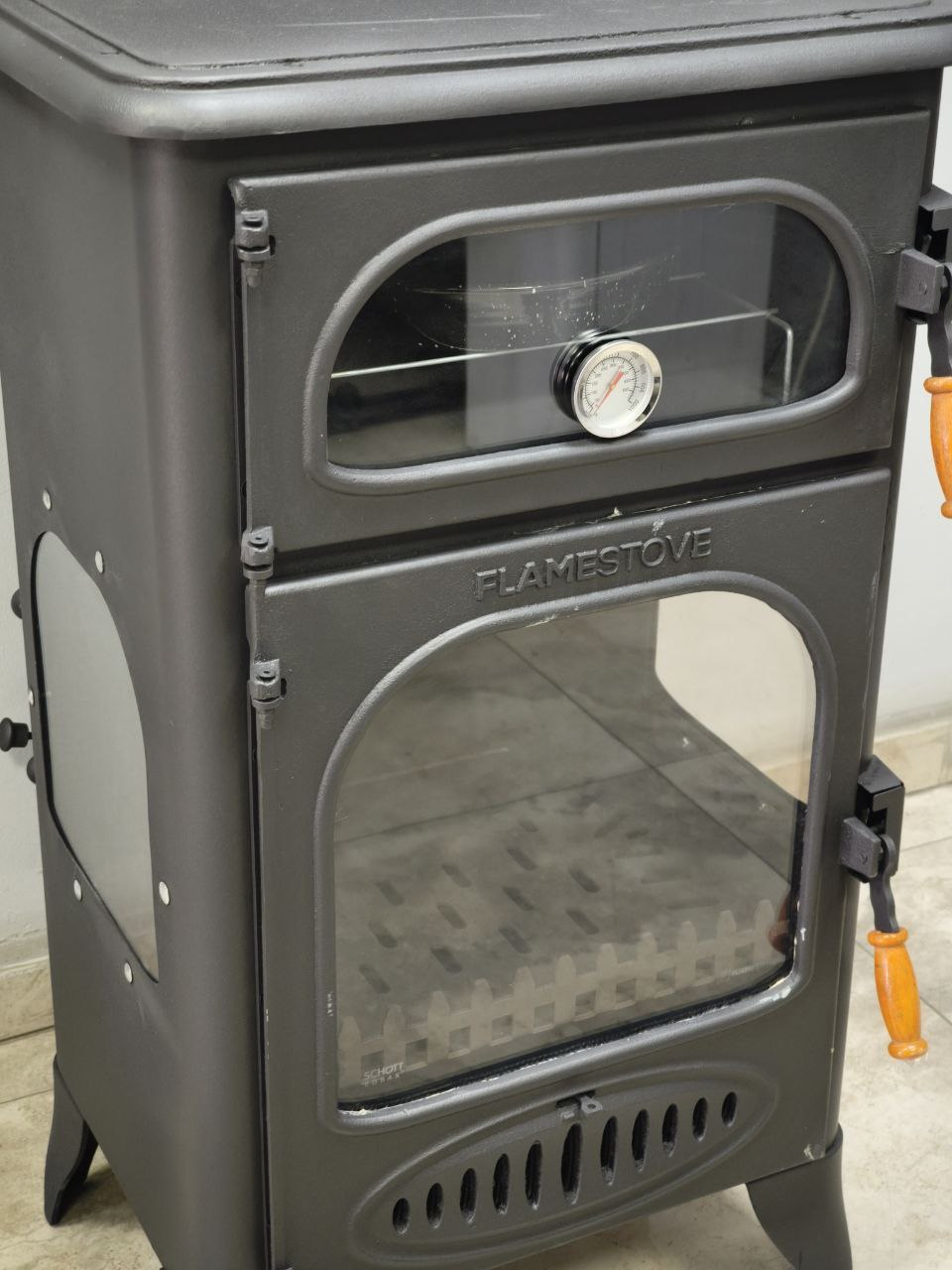 FS-224 Flame Stove Pelletmix Lüks Gurme: Çok Yakıtlı 3 Camlı Kuzineli Soba