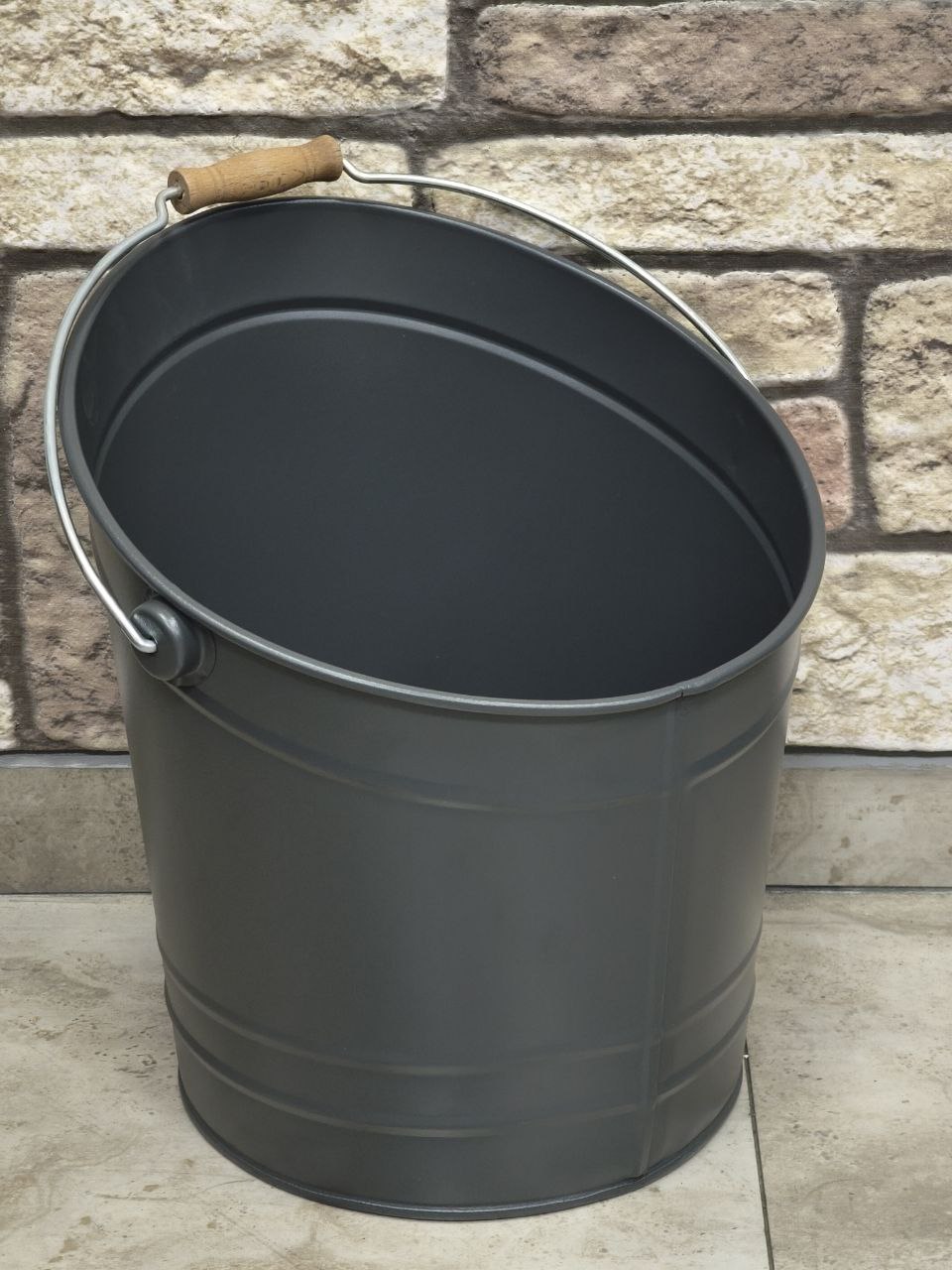 FS-2250 MAT SİYAH Flame Stove Mat Siyah Tutma Kollu Odun Kovası