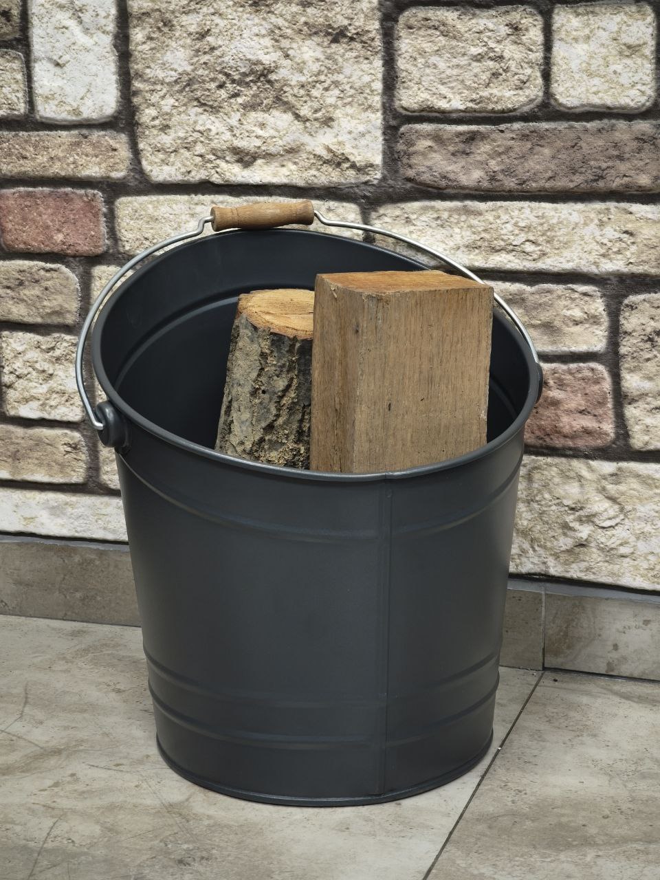 FS-2250 MAT SİYAH Flame Stove Mat Siyah Tutma Kollu Odun Kovası