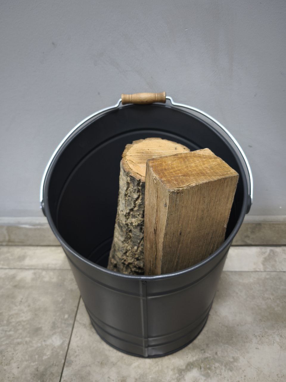 FS-2250 MAT SİYAH Flame Stove Mat Siyah Tutma Kollu Odun Kovası